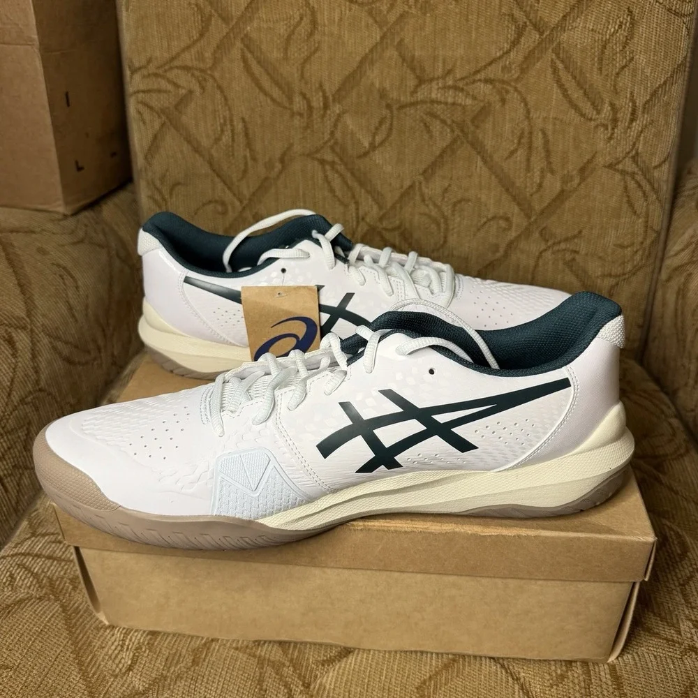 ASICS Gel-Challenger 14 White Saxon Green 1041A405-104 Men's Size 15 Tennis Shoe